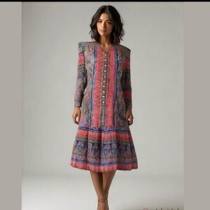 Lady Carol Petites Vintage Paisley Shoulder Pad Skirt Suit Set 14